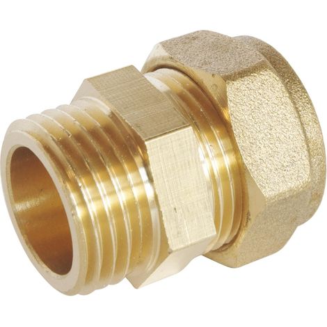 Raccord à compression laiton 12/17 pour tube cuivre Ø14 - Mâle - Idéal pour plomberie, réseaux d'eau sanitaire et chauffage - Étanchéité filet ou joint plat (1/3)