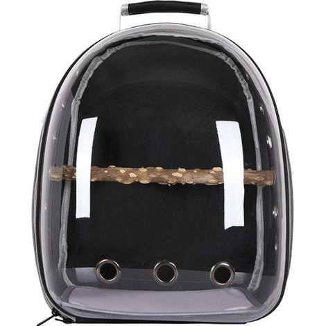 Black Parrot Pet Backpack Outdoor Travel Oxford Cloth Transparent Bird Cage Portable Transport Comfortable