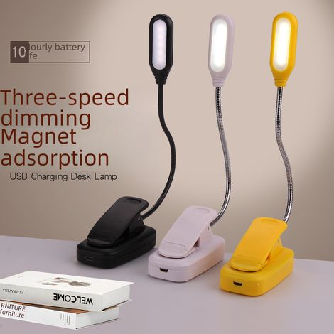 Lampe Led Flexible Avec Pince - Éclairage Usb Rechargeable - Protection Yeux Pour Lecture - Magnétique - 1 Pièce (1/4)