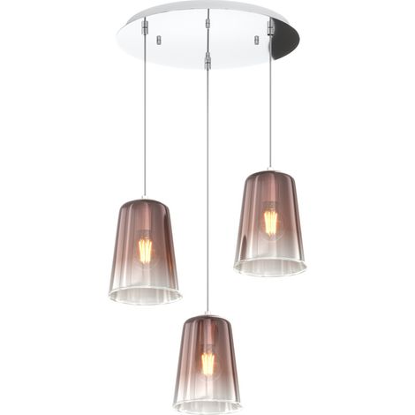 Sospensione Contemp. Rosone Tondo Shaded Metallo Cromo Vetro Rame 3 Luci E27 (1/3)