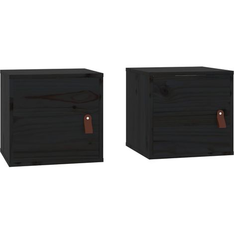 Lot de 2 Armoires murales Salon,Meuble bas de Rangement,Meuble TV Noir 31,5x30x30 cm Bois de pin massif -59571 (1/5)