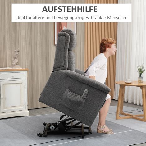 Fauteuil relax électrique avec fonction levage, télécommande et repose-jambes, acier gris