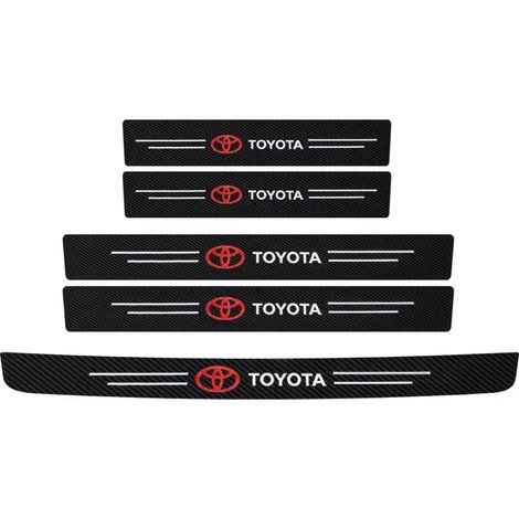 (5 pièces Toyota) Protections de seuil de porte pour voiture, bandes adhésives en fibre de carbone, compatibles avec Toyota Rav4, Yaris, Prius, Avensis, Corolla et Camry. (1/4)