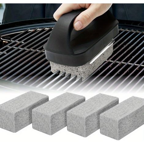 Set of 4 BBQ Grill Cleaning Brushes Featuring an Ergonomic Long Handle And 4 Replacement Cleaning Bricks, Safer Than Wire Brushes for Barbecue Grates. A Heavy-Duty Griddle Scraper Designed for Outdoor (1/5)