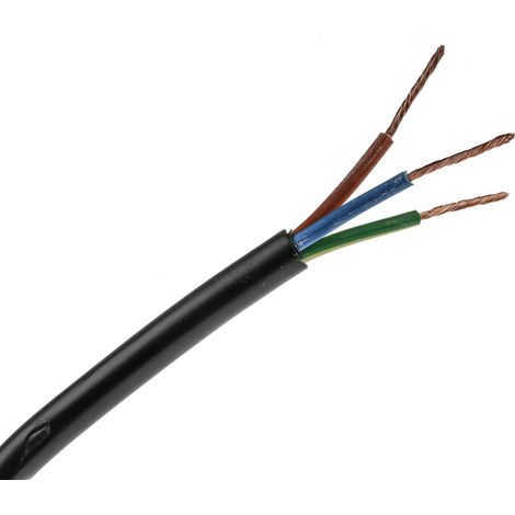 Câble d'alimentation RS PRO 3G1 mm², gaine PVC Noir, 100m ( Prix pour Bobine de 100 Mètres )