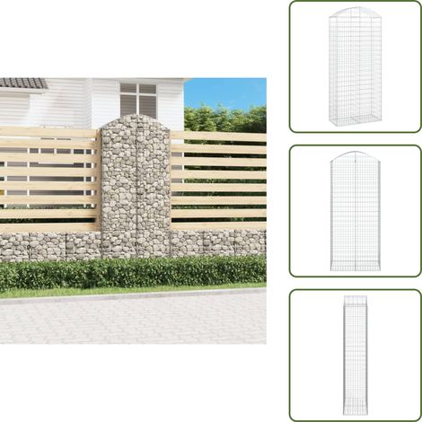 Panier de gabions arqué 100x50x220/240 cm Fer galvanisé - Paniers De Gabions - Mur De Gabions - Clôture De Jardin - Décoration Jardin - Barrieres Jardin (1/5)