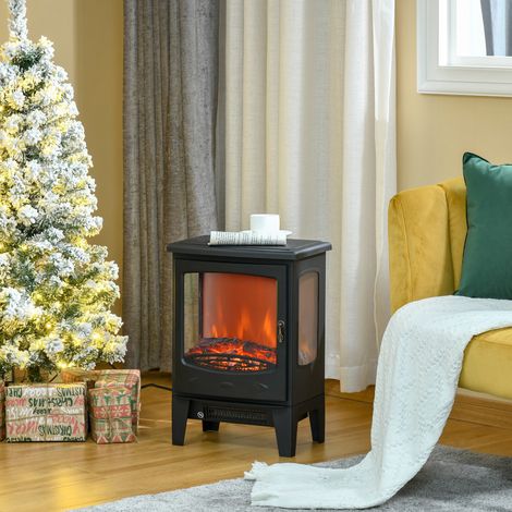 Chimenea Eléctrica 900W/1800W con Efecto de Llama Temperatura Ajustable y Protección Sobrecalentamiento Negro (1/5)