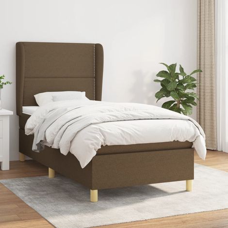 Boxspringbett mit Matratze Dunkelbraun 90x200 cm Stoff (1/5)