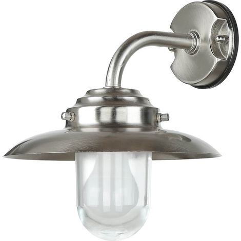 Außenleuchte Wand aus Messing Glas E27 IP64 Maritim in Nickel Haus Garten Wandlampe