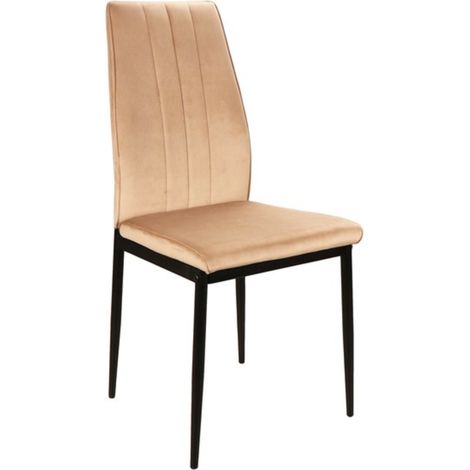 Chaise design velours beige et métal noir Bator (1/3)