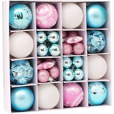 42Une boule de Noël décorative, une décoration de sapin de Noël rose et bleue. (1/5)