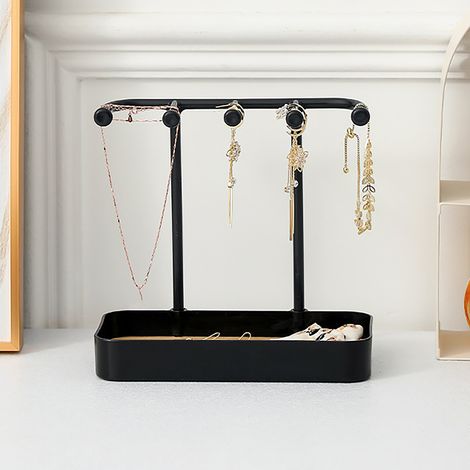 Porte bijoux de bureau [PP & Bois] Organisateur Multifonction Compact pour colliers, bracelets et boucles d'oreilles noir (1/5)