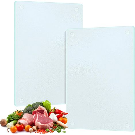 Lot de 2 planches à découper en verre trempé, pieds en caoutchouc antidérapants, 20 x 28 cm, plateau durable pour comptoir de cuisine, table, incassable, résistant à la chaleur (1/5)