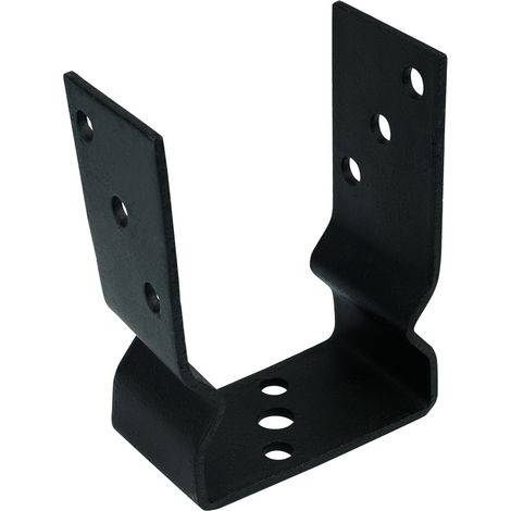 Support de poteau avec rainure pour poteaux de 10 x 10 cm Noir - (1/2)