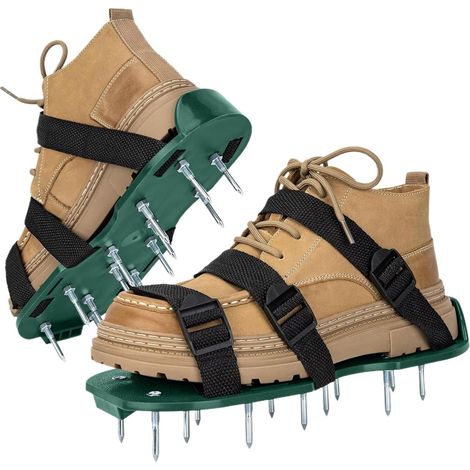 Chaussures aératrices de pelouse à pointes, 2 tailles réglables, durables et faciles à utiliser. (1/4)
