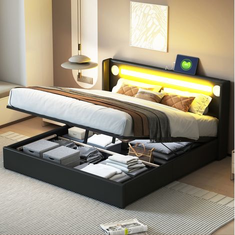 letto matrimoniale contenitore con LED 160x200 OKMYHOME (1/5)