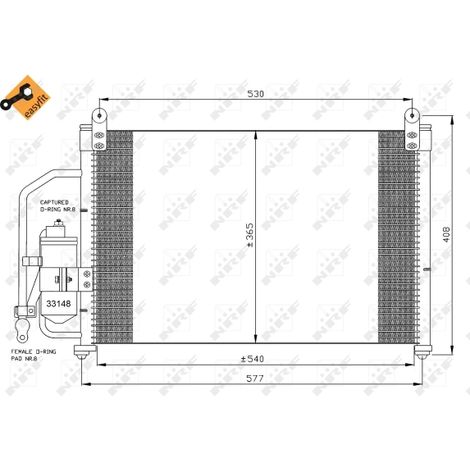 Condenseur, climatisation NRF 35393 DAEWOO 96274635 96303204