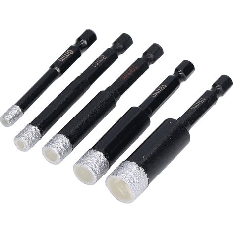 5pcs / ensemble de trou de diamant Saw Saw Hex Shank Granite Trous ouvre pour les carreaux de céramique marbre 6 8 10 12 15 mm (1/5)