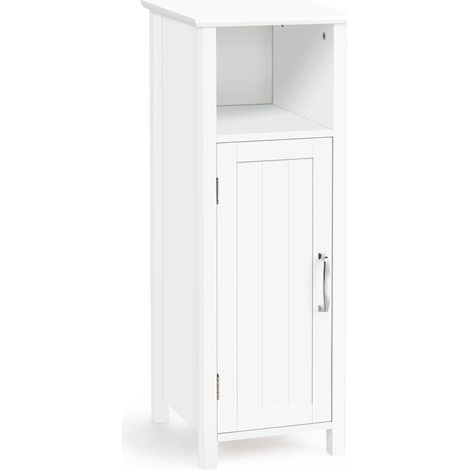 COSTWAY Mobile Bagno 30 x 30 x 80cm, Armadietto Salvaspazio in Legno con Ante e Ripiani Regolabili per Cucina, Soggiorno e Corridoio, Mobiletto Spazioso (Bianco) (1/5)