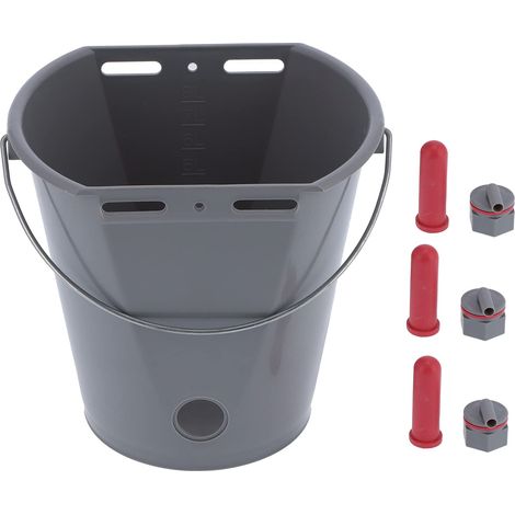 Seau alimentation lait – vache / mouton / veau – échelles claires – clapet anti-retour