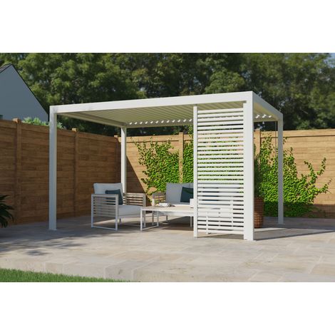 Paroi Ajourée Fixe Aluminium Blanc 96cm Pour Pergola S et SV ORIAL Made in France (1/5)