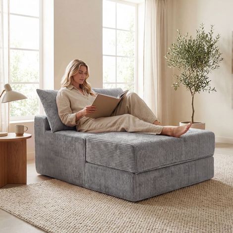 Klappbares Schlafsofa, Schlafsessel, Grau, 2 Kissen