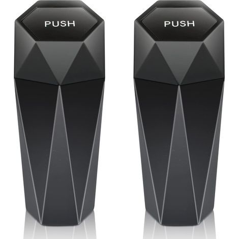 Paquete de 2 mini cubos de basura portátiles para coche con tapa, a prueba de fugas, gran capacidad de 550 ml, aptos para coche, hogar y oficina (negro) (1/5)