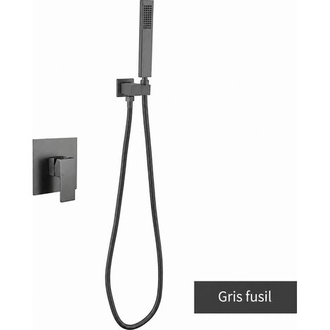 Ensemble de douche inox 304 pommeau carré effet pluie 9001FQ gris canon de fusil 3 kg – Livraison gratuite (1/3)