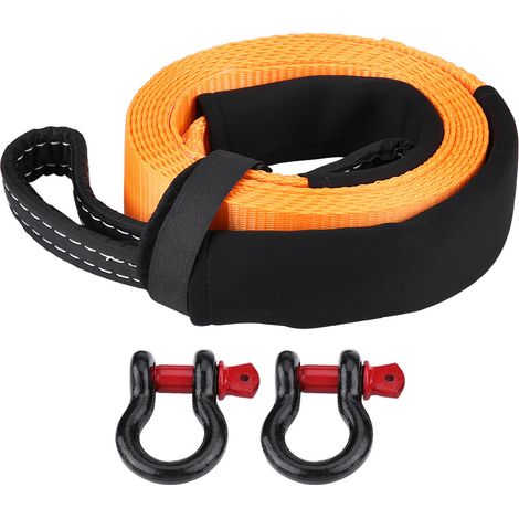 Sangle de remorquage haute résistance 2 pouces 5T 5M pour voiture de course, avec 2 petites gaines et 2 crochets (1/5)