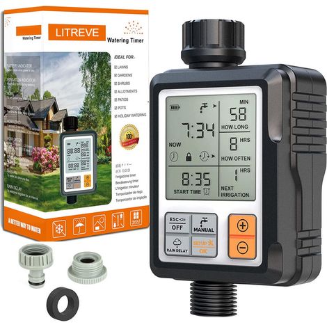 Programmateur arrosage automatique IP65 étanche – Minuteur 1 à 240 minutes – Compatible robinets 1/2 et 3/4 pouces – Écran LCD 3 pouces (1/4)