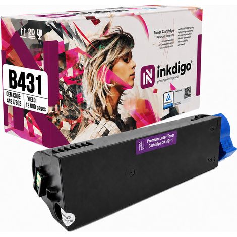 Toner Inkdigo 44917602 compatibile con OKI B431D MB491 B431DN B431DNplus con certificato TÜV (1/5)