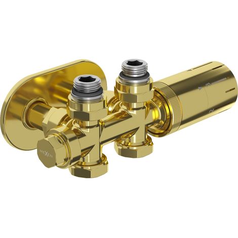 Mexen G05 ensemble thermostatique angle/droit avec cache R, Duplex, DN50, or - W908-958-905-50 (1/3)