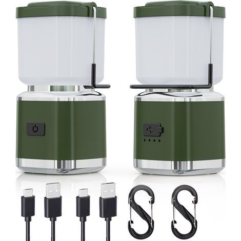 Set mit 2 wiederaufladbaren LED-Campinglaternen, 2000 lm mit Rotlicht, 20 Stunden Akkulaufzeit und stufenlos einstellbarer Helligkeit, Notbeleuchtung bei Stromausfällen, wasserdicht, unverzichtbar (1/5)