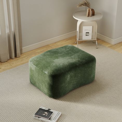 Pouf en Velours Vert Émeraude, Ottoman Moelleux pour Salon, Siège Pliable avec Rangement, Housse Amovible, Lot de 1, Décoration Scandinave (1/5)