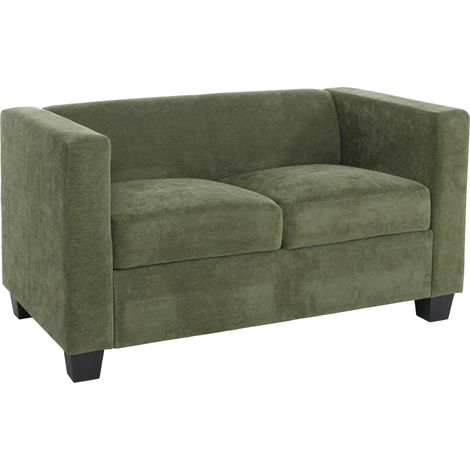 [NEUWERTIG] 2er Sofa Lille, Couch Loungesofa 2-Sitzer, Nosagfederung Stoff/Textil Chenille (260g/m²) 136cm grün (1/5)