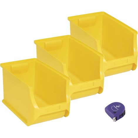 vasalat Stapelboxen 355x205x200mm Gr.4H, Sichtlagerboxen für Werkstatt Garage und Lager, Kunststoff gelb, 3x Sichtlagerkästen (1/5)
