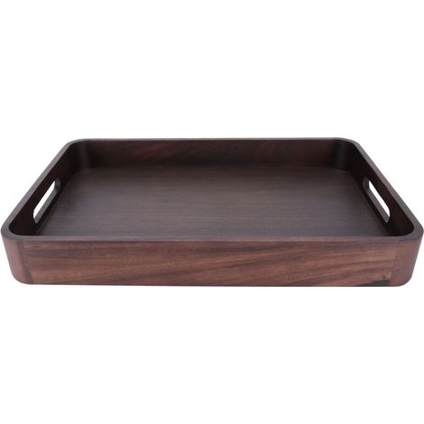 Plateau de service rectangulaire en bois avec poignée, plateau pour service à thé et accessoires. (1/5)