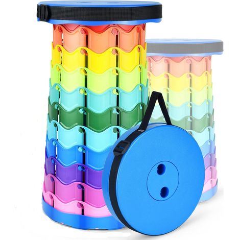 Lot de 2 tabourets pliants portables, hauteur réglable de 6,5 à 45 cm, adaptés aux barbecues et aux voyages, couleur bleue (1/5)