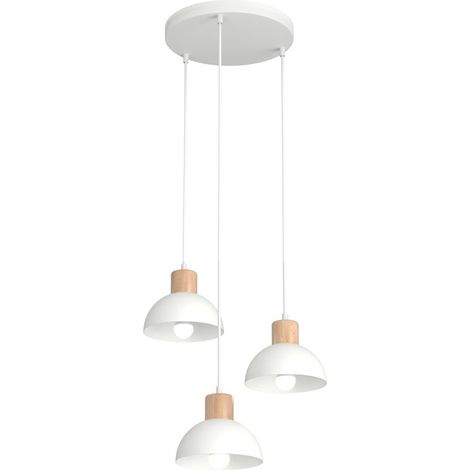 Lampada a sospensione Seco in acciaio e legno naturale