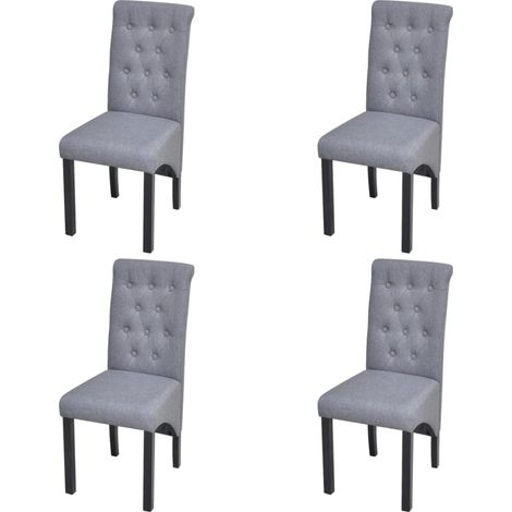Juego de 4 sillas de cocina comedor con respaldo acolchado en tela gris claro CDS021520