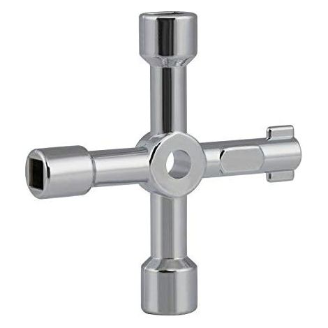 Clé Multifonction Electrique - Clé à 4 Formes pour Compteur Gaz Eau Électricité - 7,2 x 7,2 x 1,4 cm - 1 Pièce (1/5)