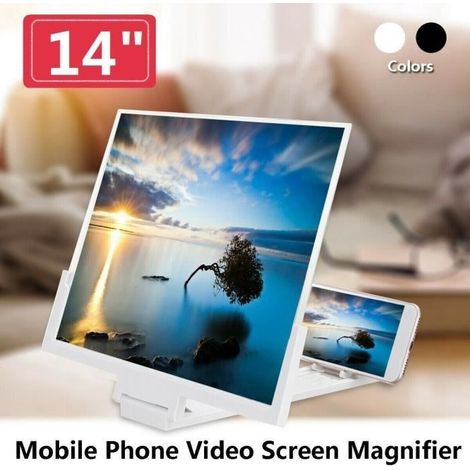 14-Zoll-Falt-Handyvergrößerungsgerät, 3D-HD-Bildschirmvergrößerung, Videoverstärker, Ständer, Weiß (1/4)