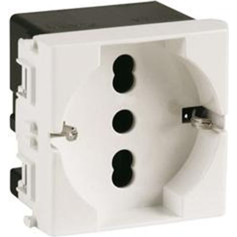 Presa Schuko Bticino Matix Compatibile 16A Bianca Spina Tedesca C2208 (1/2)