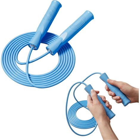 Skipping Rope, 2.8 m Adjustable Speed Jump Rope for Men and Women, Non-Slip Handle for Fitness Exercises Fat Burners Indoor and Outdoor (Blue) (1/5)