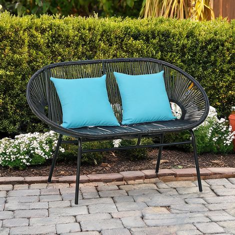 Mobilier de jardin en rotin noir en acier 132 x 72 x 83 cm (1/5)