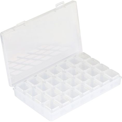 Boîte de Rangement Multi-Fonctions Broderie Diamant Boîte à FenteNail Art Rhinestone 28-Grid Jewelry Earrings Beads Necklace Storage Box Display Case-Fei Yu (1/5)