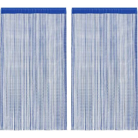 Rideau à fils, 2 panneaux, 100 x 250 cm, bleu