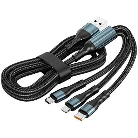 3-in-1-USB-Ladekabel mit geflochtenem Außenmaterial, Schnellladung für mehrere Smartphones (1/5)
