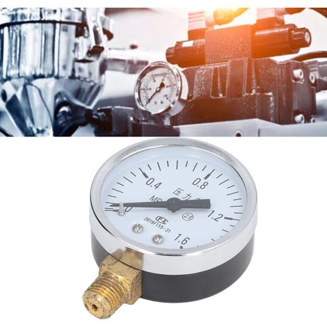 Manomètre 1/4 NPT avec cadran transparent, précision 2.5, boîtier inox pour air, 0-1.6 MPa (1/5)