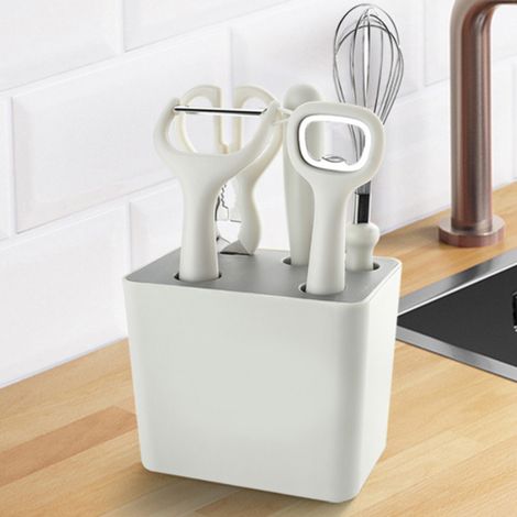 Ensemble d'ustensiles de cuisine avec support de rangement, kit multifonctionnel de 6 pièces pour la maison, l'hôtel et le restaurant. (1/5)